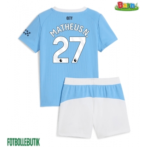 Manchester City Matheus Nunes #27 Hemmaställ Barn 2025-26 Kortärmad (+ Korta byxor)